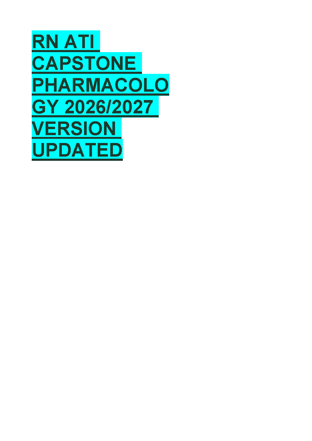 ATI RN Pharmacology Q&A 2026/2027 Practice Exam