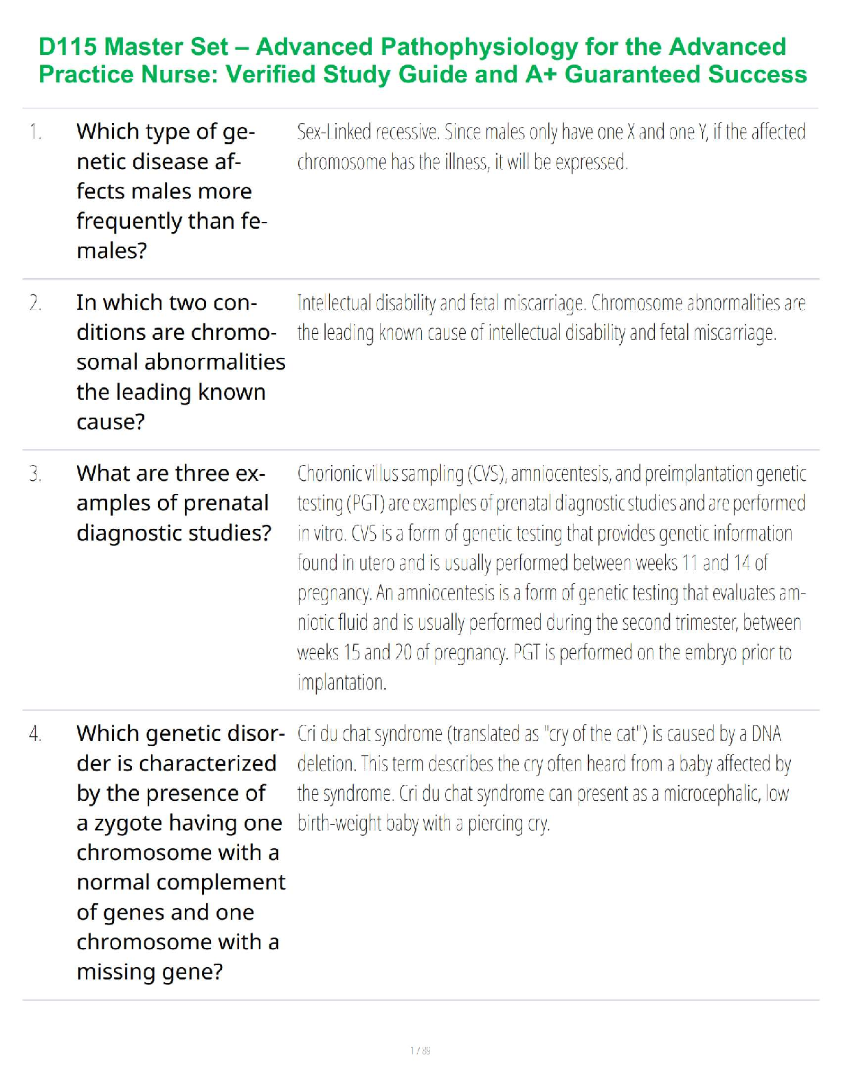 WGU D115 Advanced Pathophysiology Exam Questions 2025 IMG-1