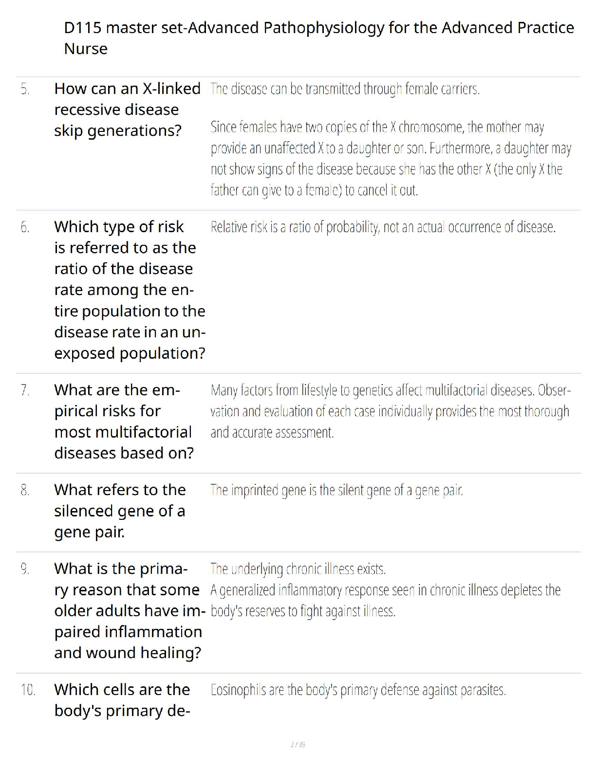 WGU D115 Advanced Pathophysiology Exam Questions 2025