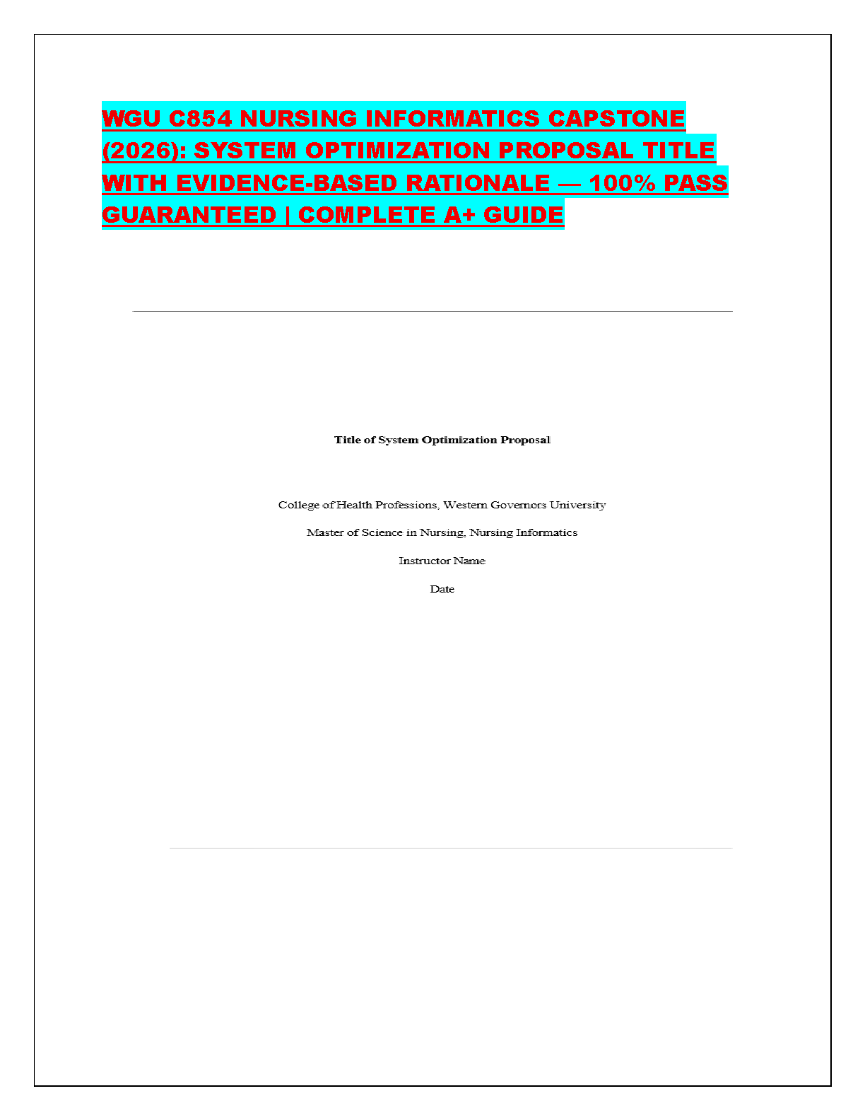 WGU C854 Nursing Informatics Capstone Guide 2025 IMG-1