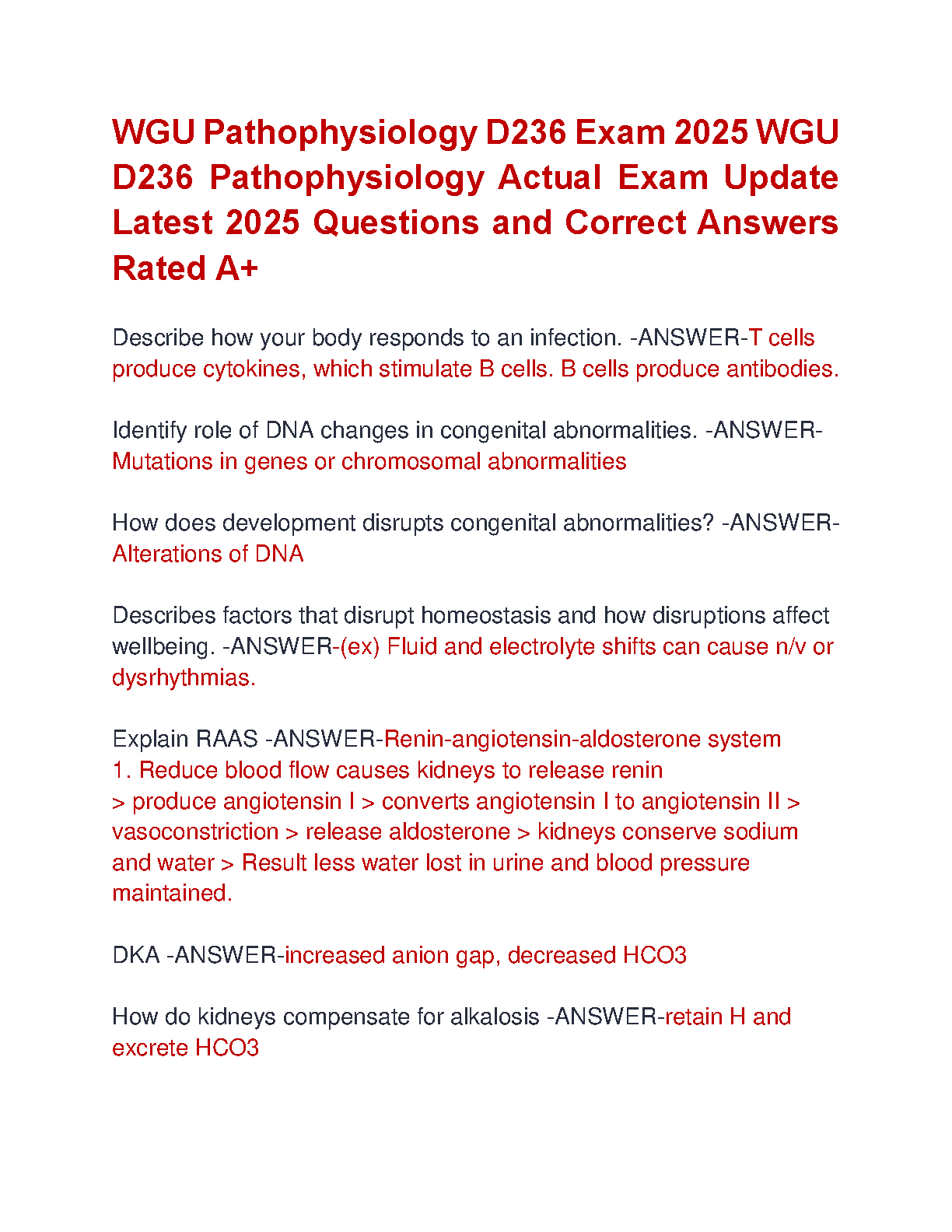 WGU Pathophysiology D236 Exam Questions & Answers 2025 IMG-1