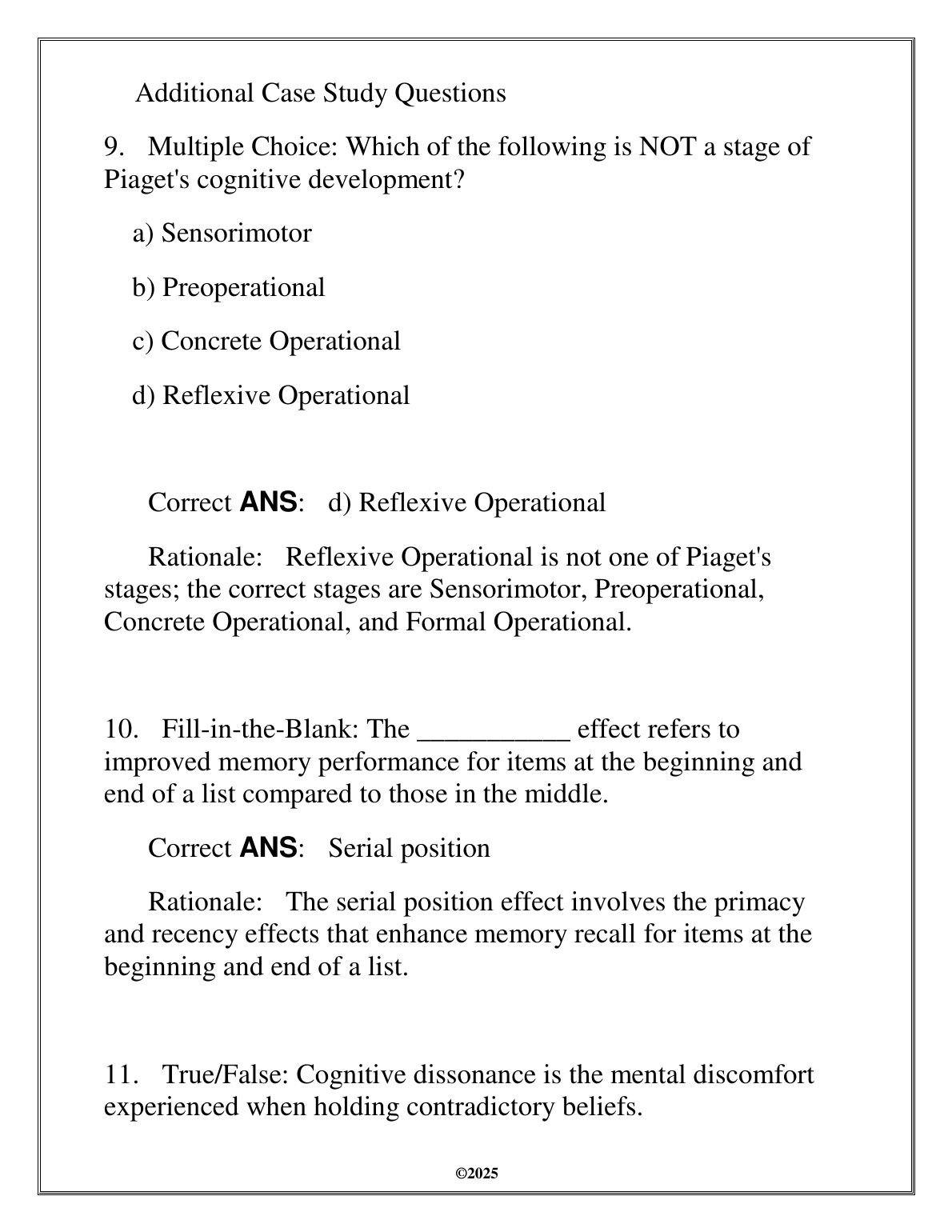 WGU C180 Psychology Final Exam Test Bank Questions