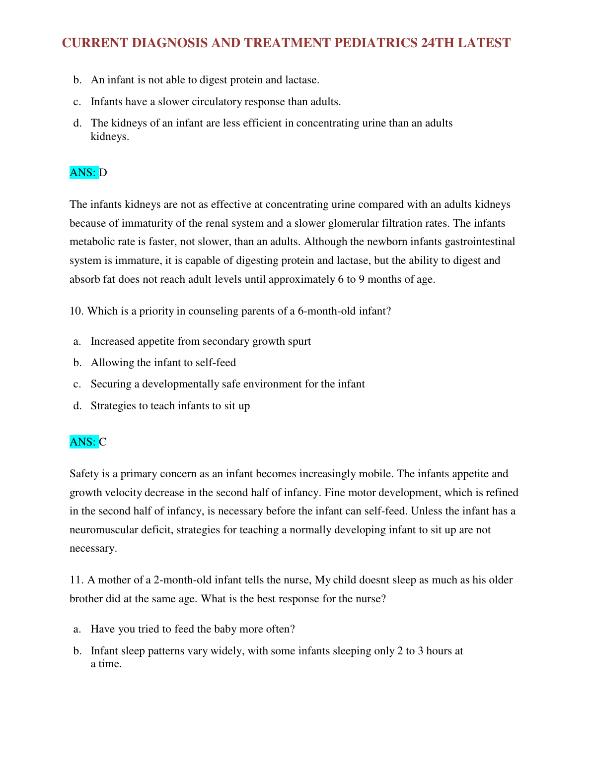 Pediatrics 24e Test Bank: Current Diagnosis & Treatment (2026) IMG-3