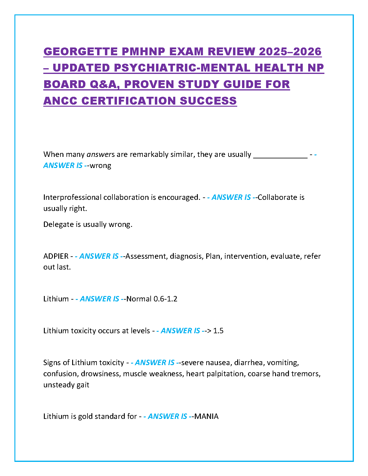 PMHNP BC Exam Study Guide 2026 by Dr Nicolas IMG-1