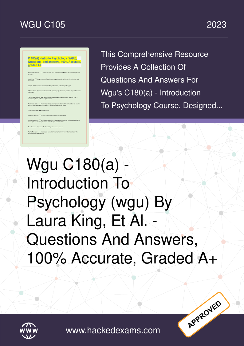 WGU C180 Intro Psych Q&A