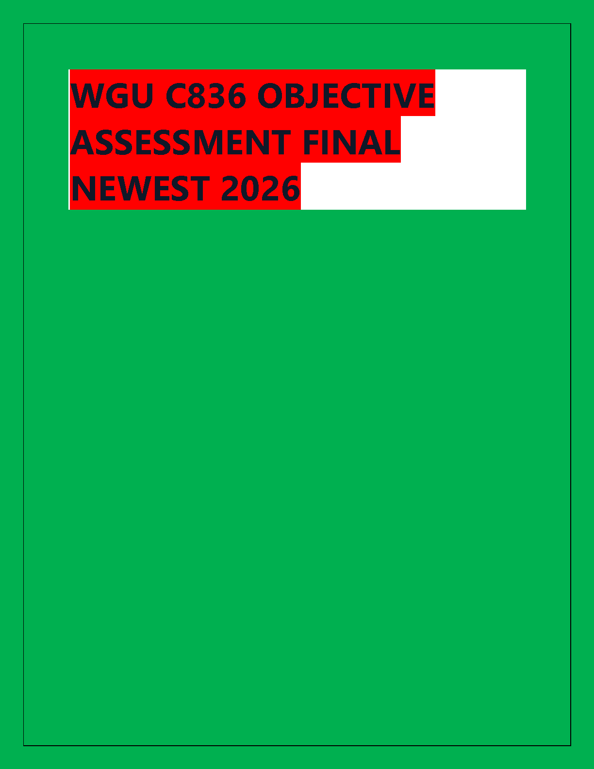 WGU C836 Psychology Study Guide Final Exam Answers