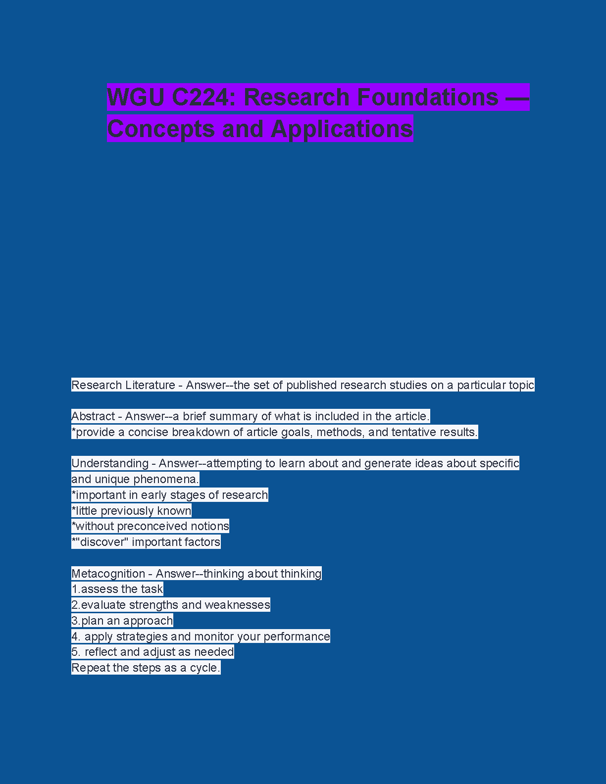 WGU C224 Research Foundations Study Guide 2025