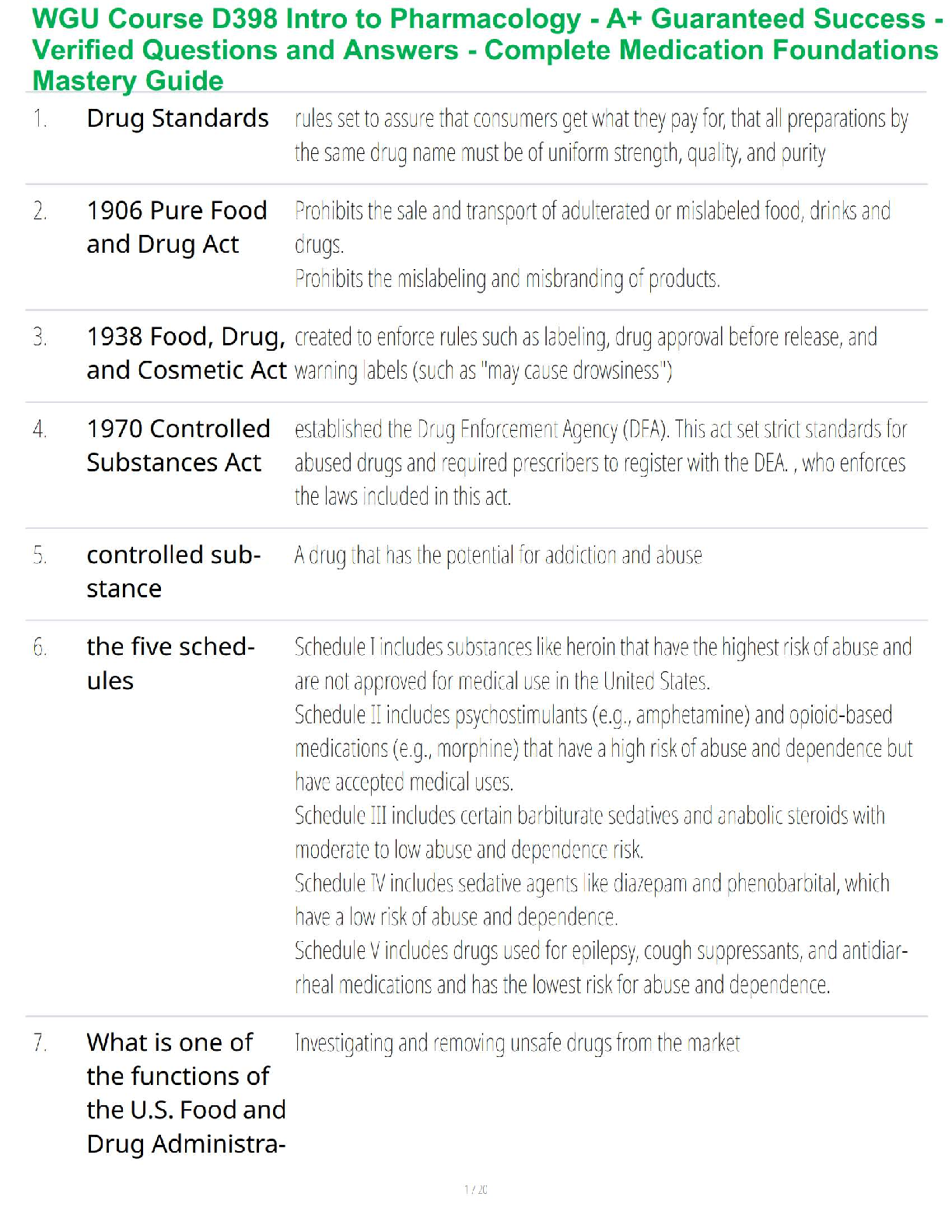 WGU D398 Pharmacology Study Guide 2025/2026: Pass First Attempt