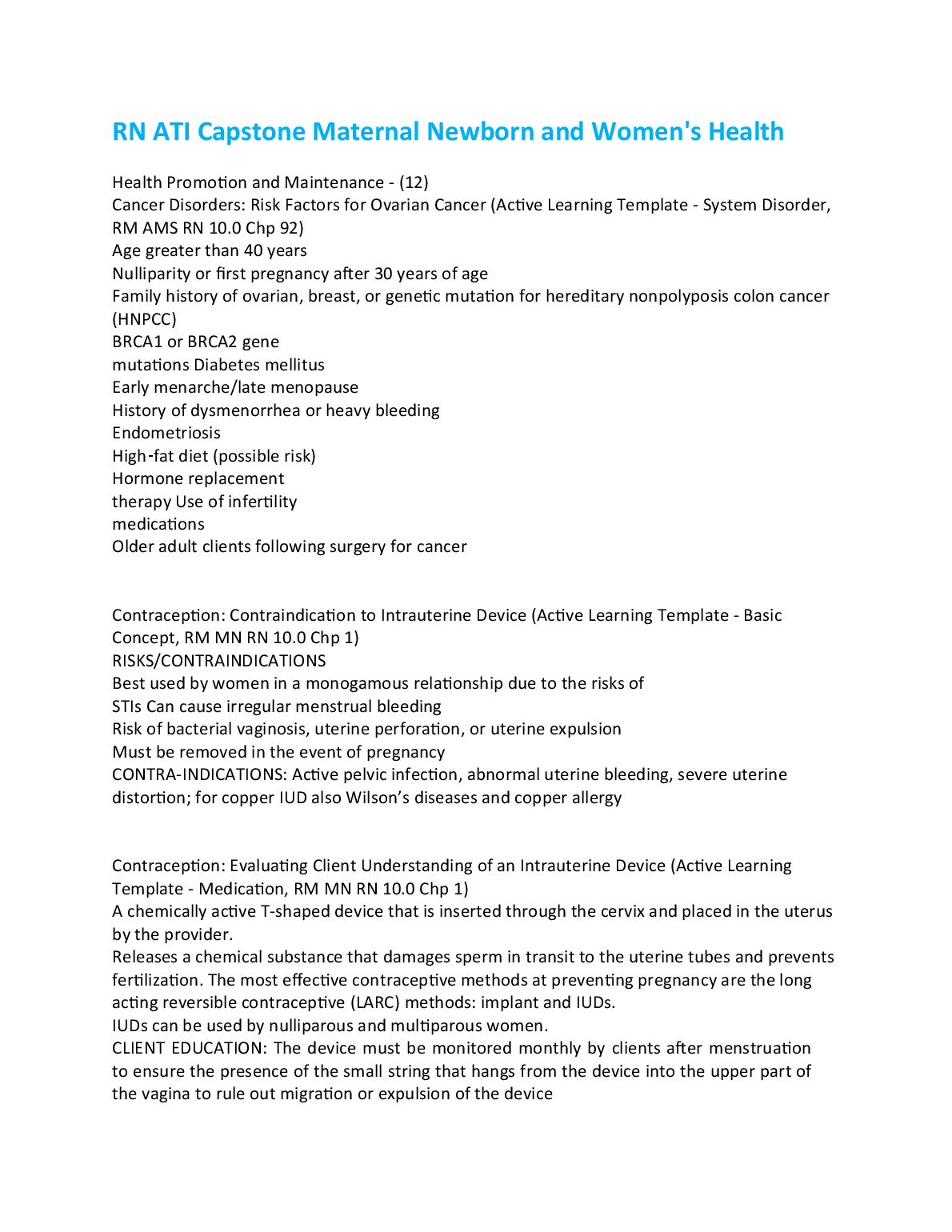 Maternal Nursing ATI Capstone Solutions 2026/27