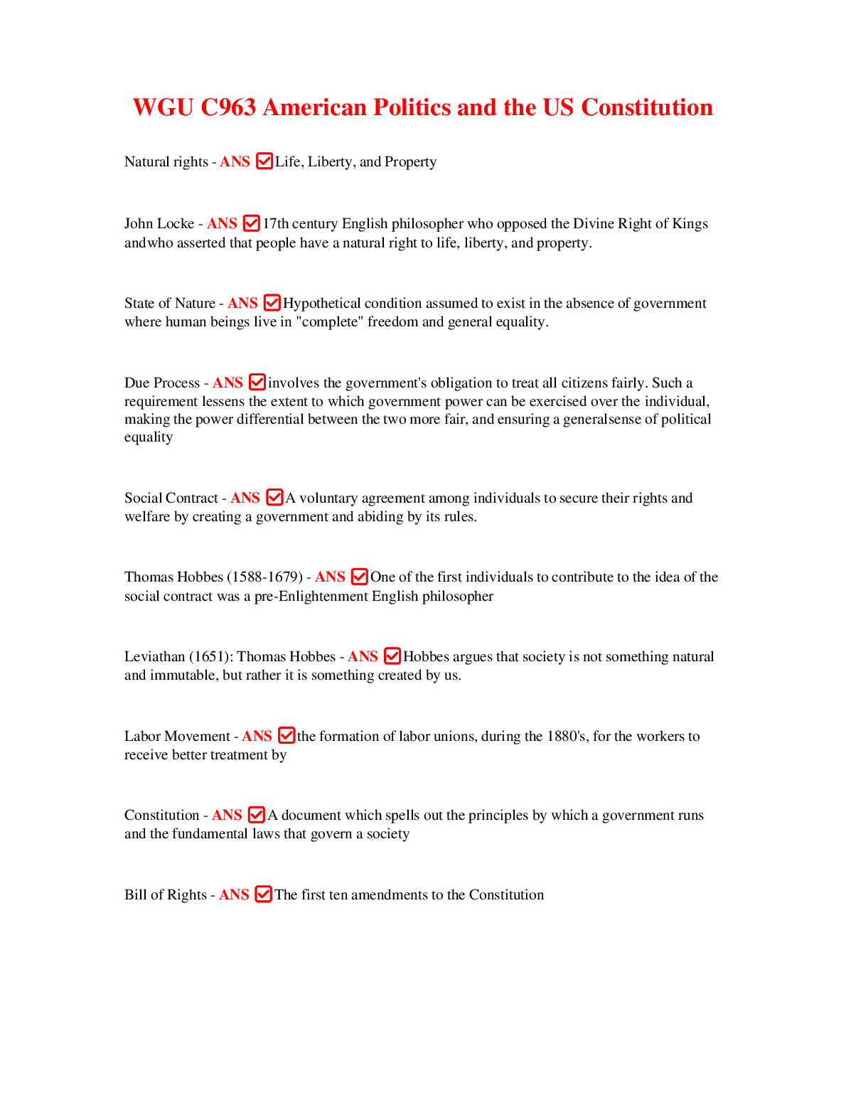 WGU C963 Test Bank American Government Krutz 3e