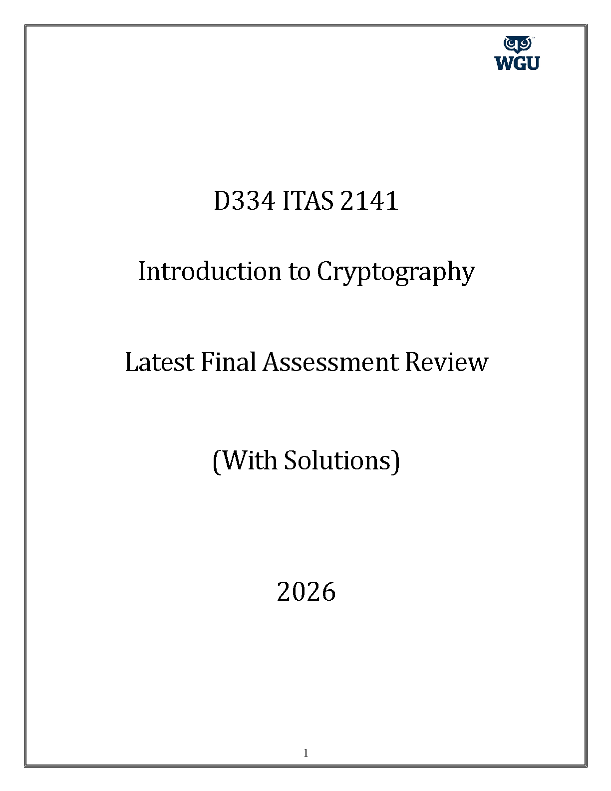 ITAS 2141 Intro to Crypto Final Exam 2026 Answers Guide