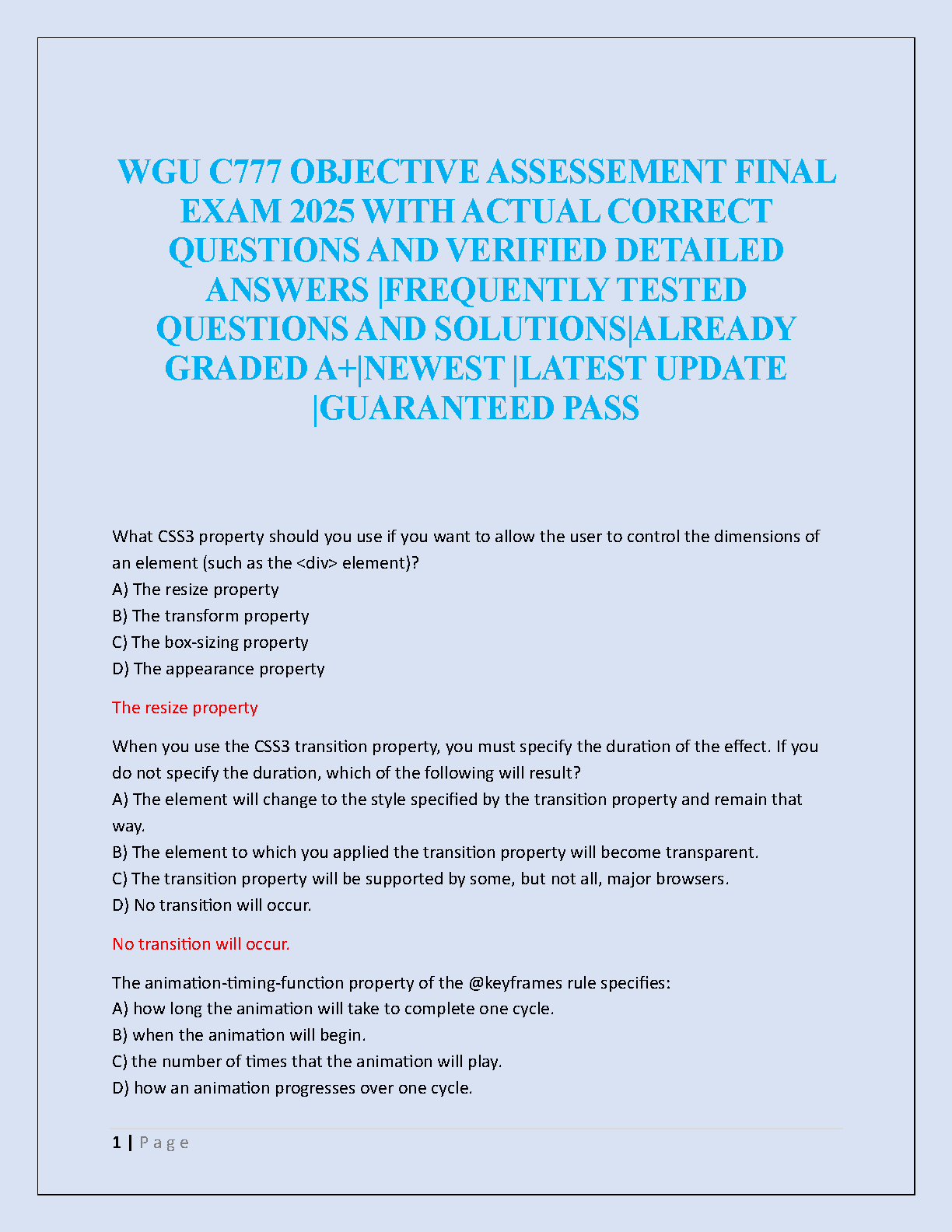 WGU C777 Final Exam 2025 Verified Study Guide