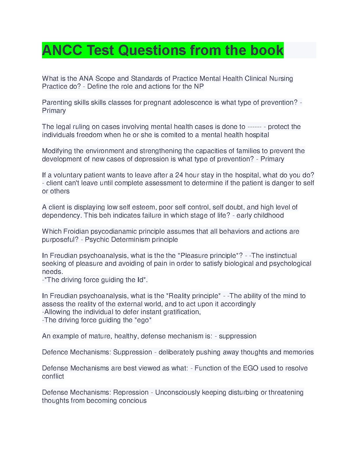 ANCC Mental Health Nursing Test Bank 2026/27 with Corrected Answers IMG-1