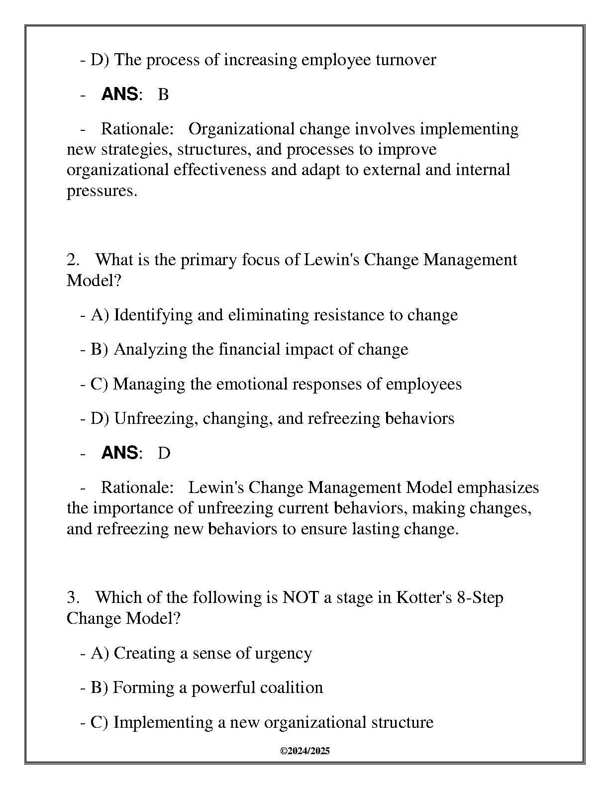 WGU C721 MGMT 4400 Change Management Final Exam Qs A 2025