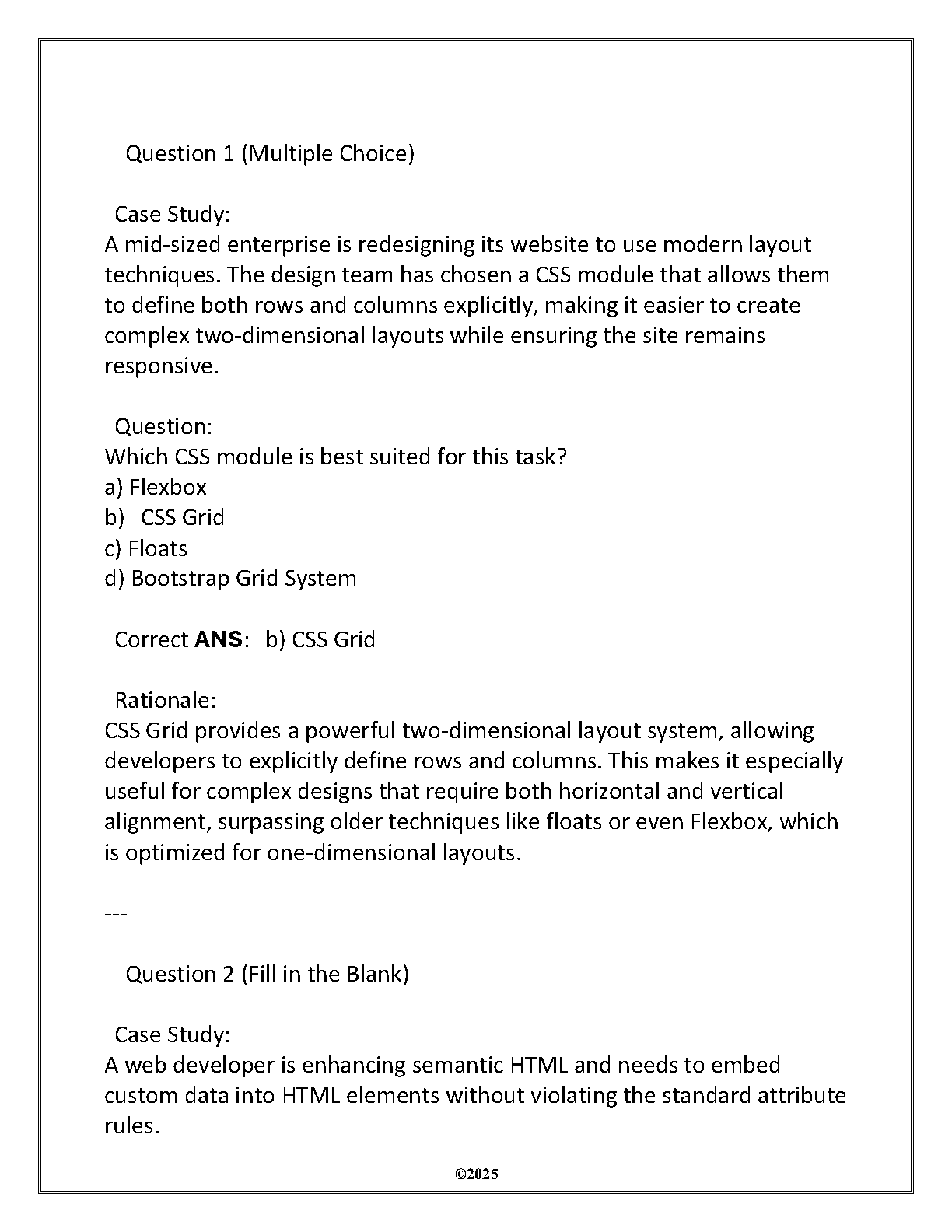 WGU Web Dev Final Exam Q&A 2025
