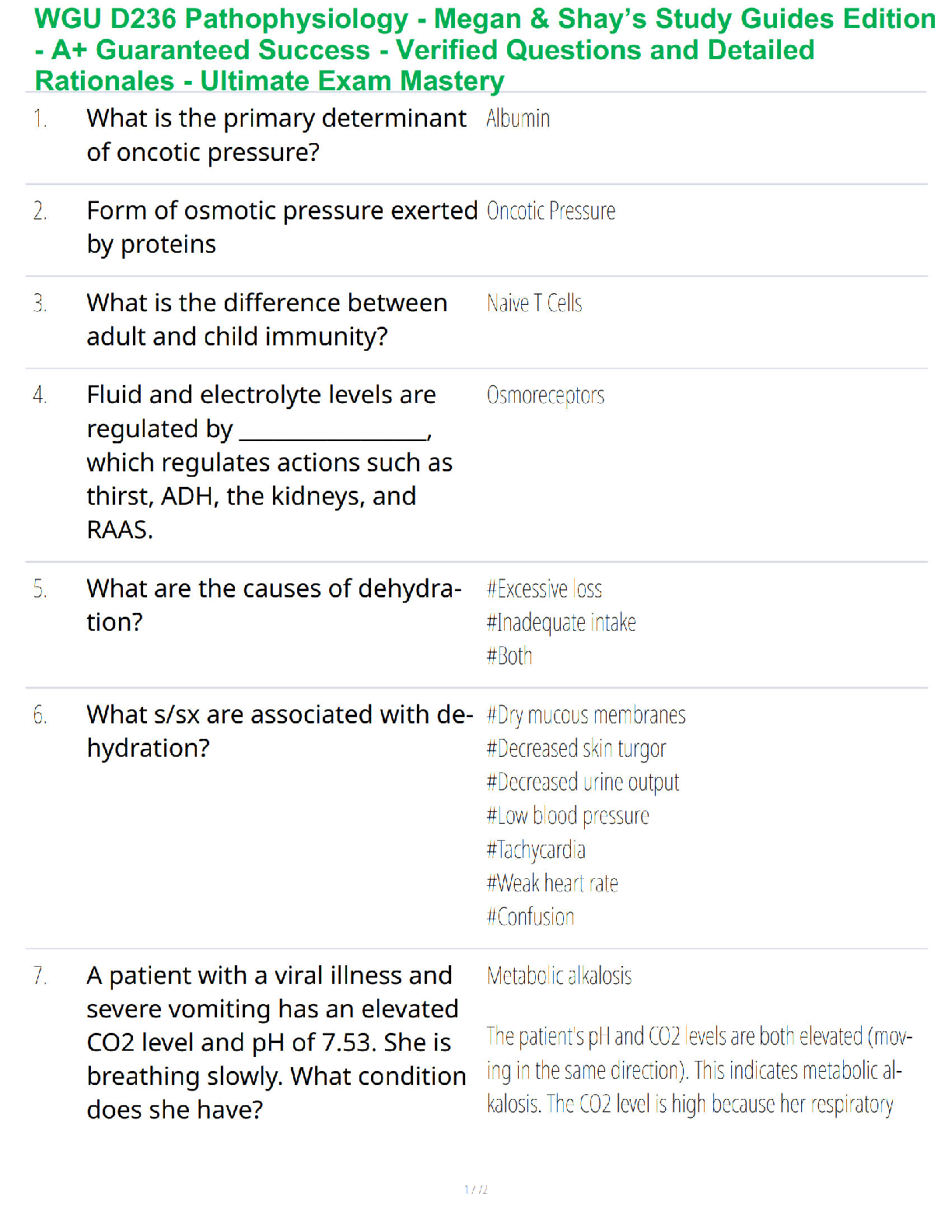 WGU D236 Pathophysiology Test Bank with Answers