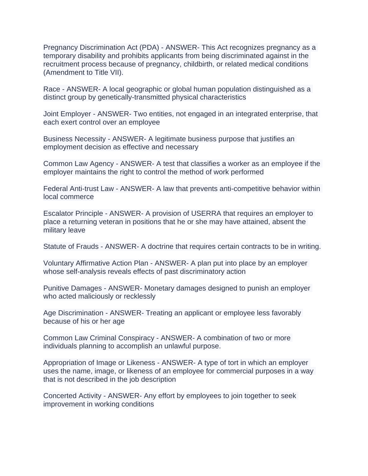 WGU C233 Employment Law Test Bank 2025 | Walsh 6th Ed