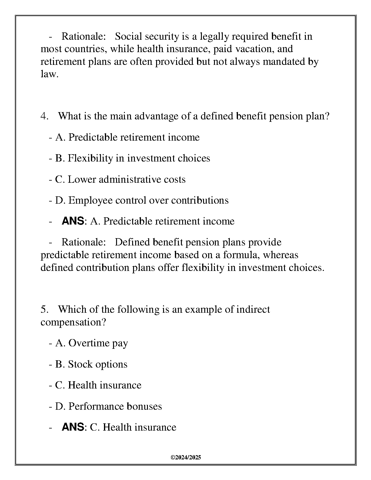 HRM 3600 Comp & Benefits Q&A WGU C236 2024-2025 Exam Prep IMG-3
