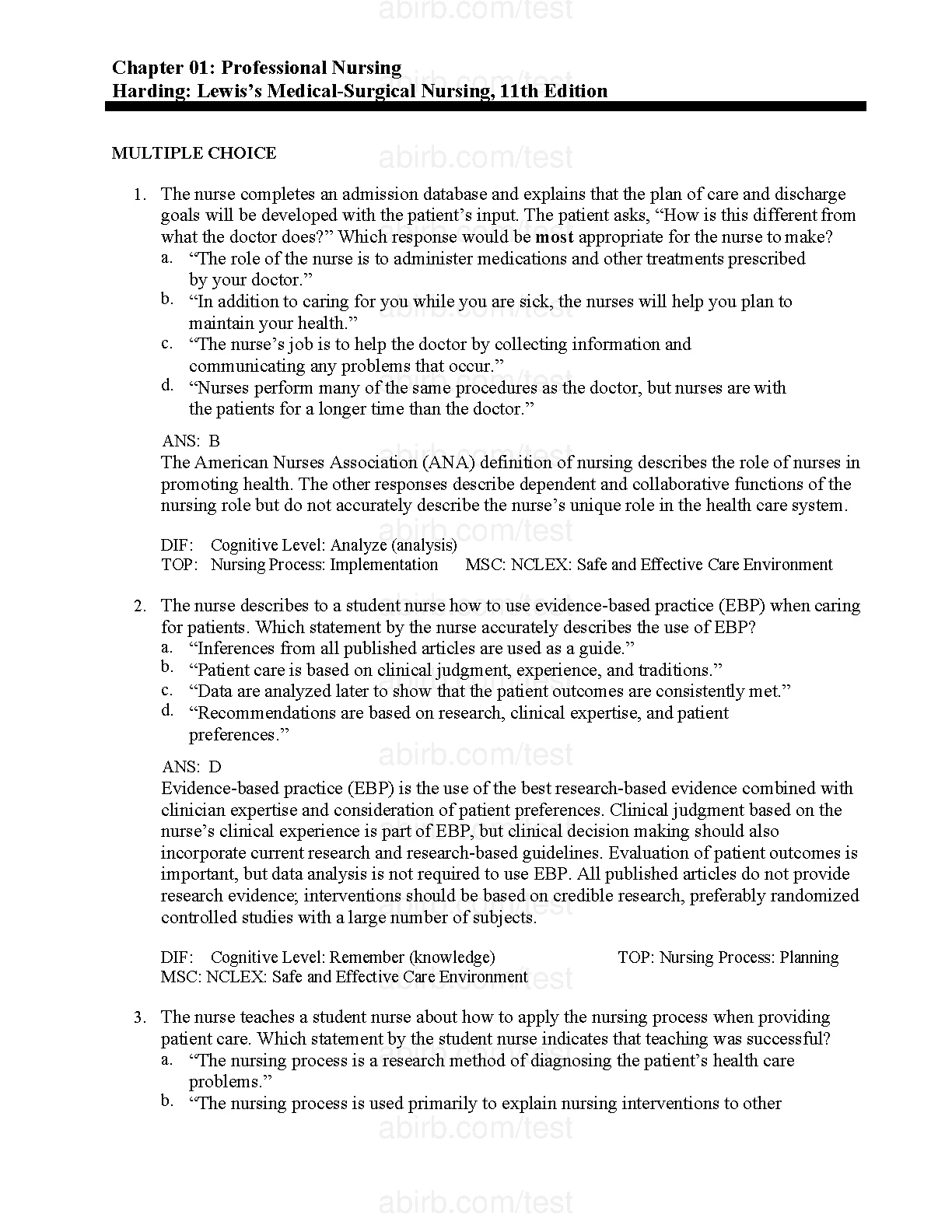 Lewis Med Surg Nursing Test Bank 2026/27 Prep