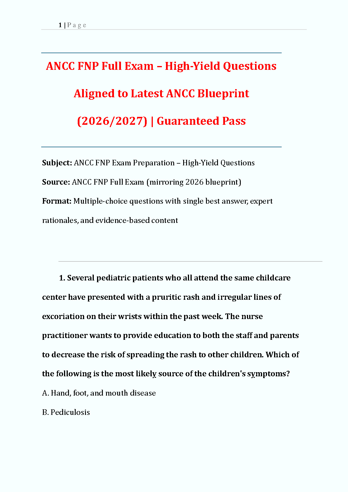 ANCC FNP Exam Prep 2026/2027: Questions & Rationales IMG-1