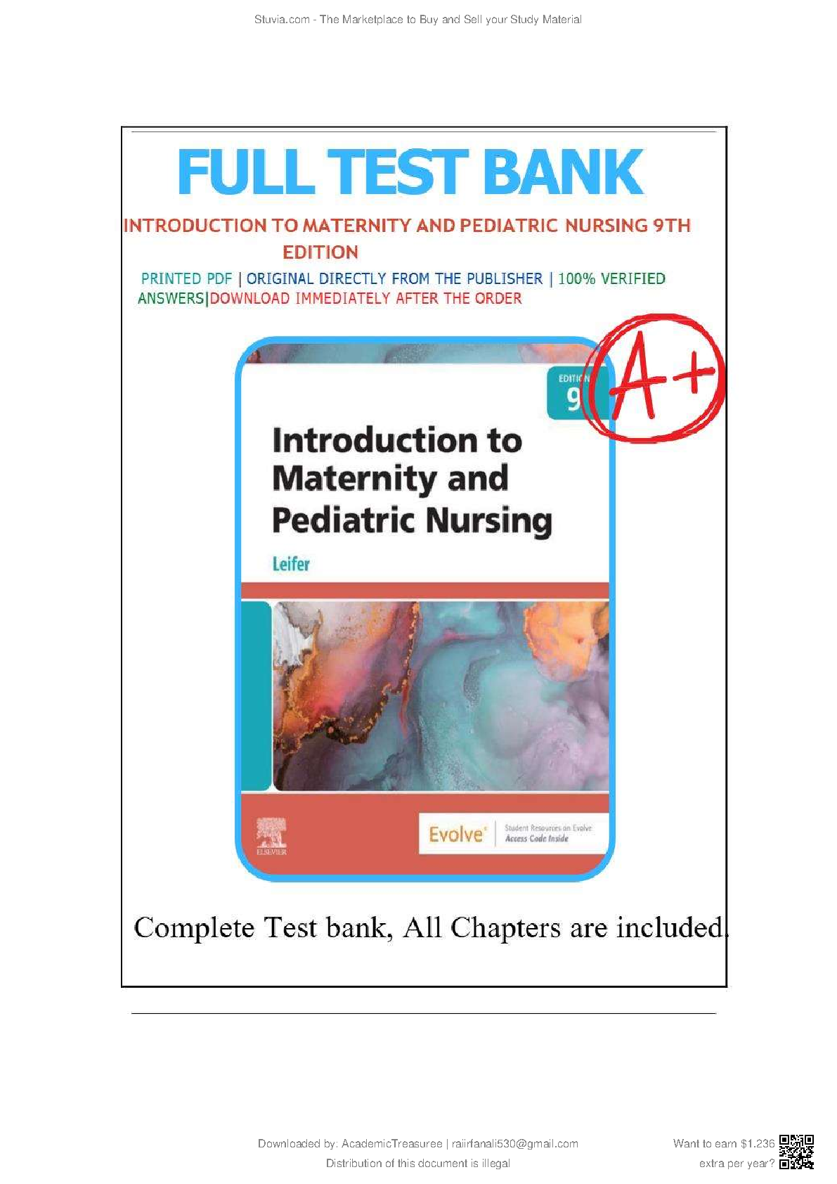 Maternity and Pediatric Nursing Test Bank 2026/27 Leifer IMG-1