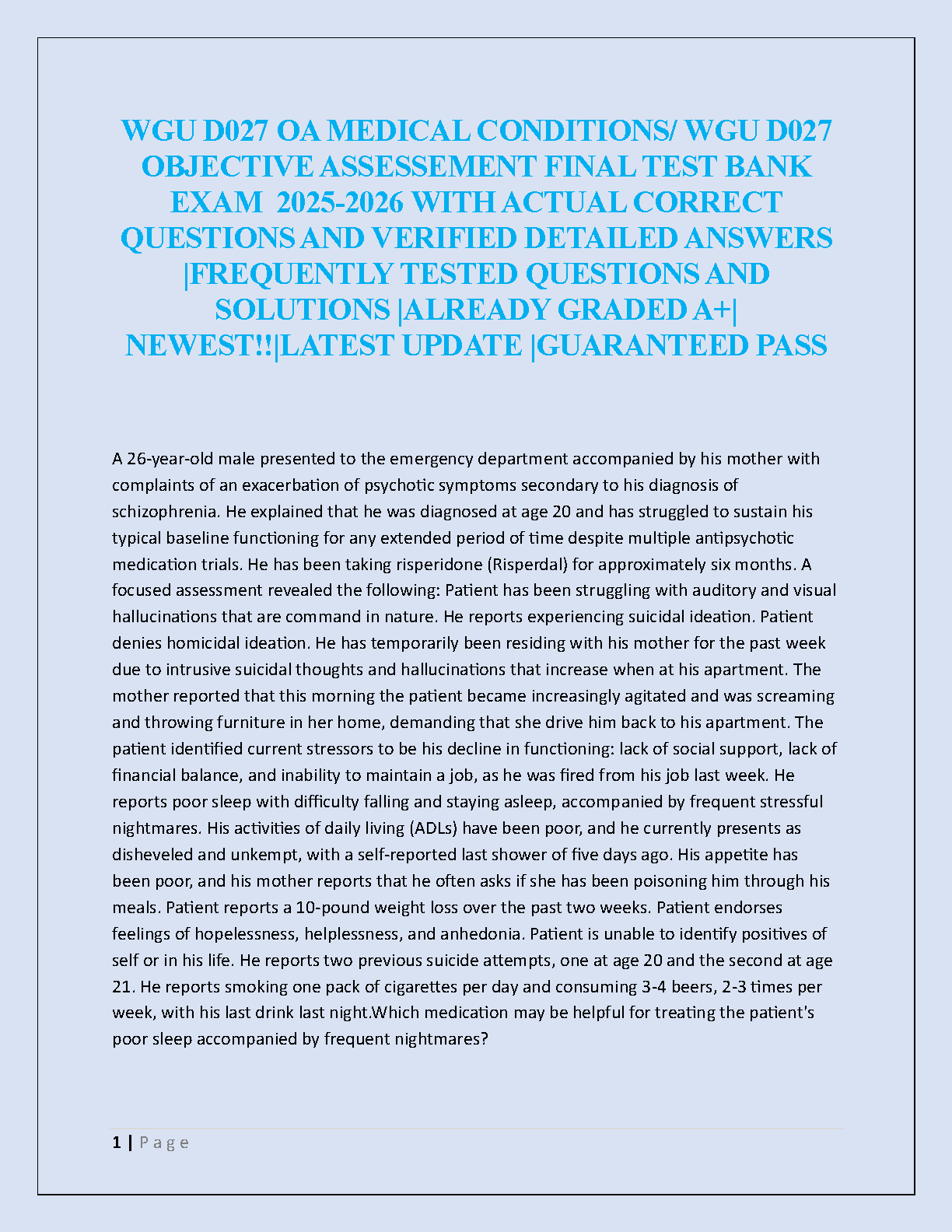 WGU D027 Medical Conditions OA Test Bank and Exam Prep IMG-1