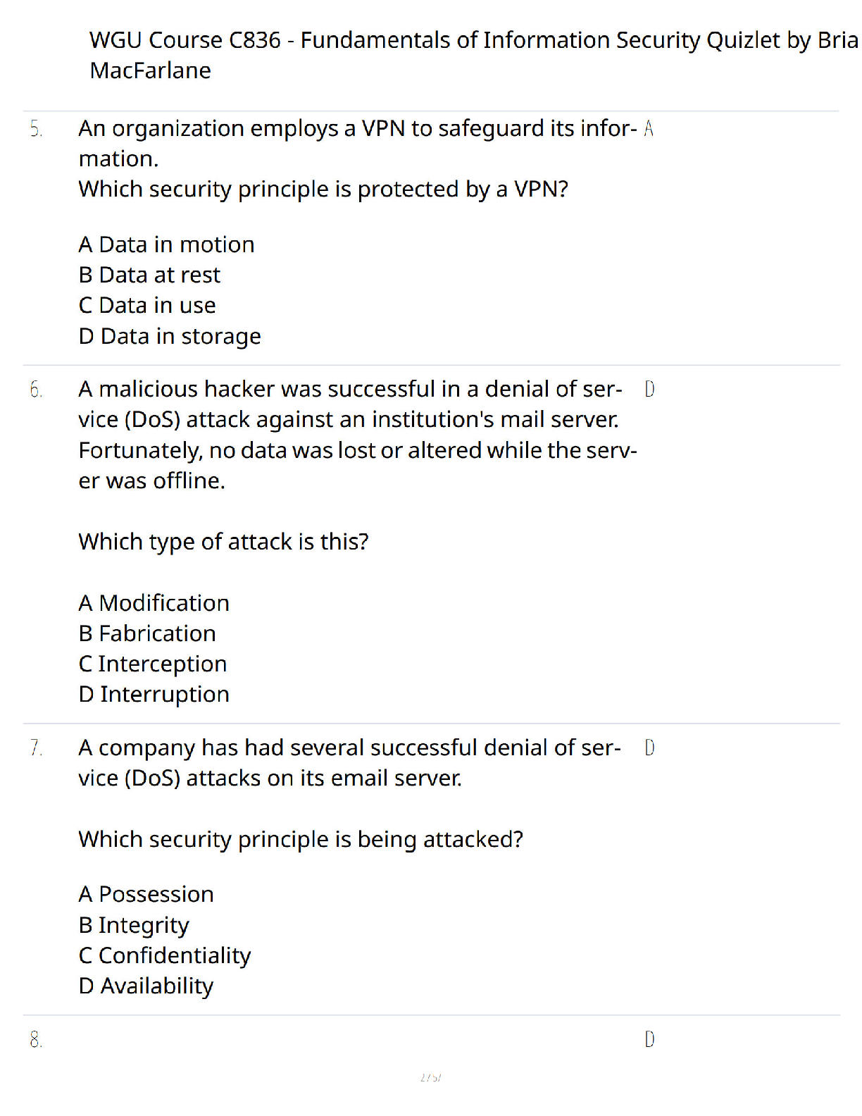 WGU C836 InfoSec Study Guide 2026/27