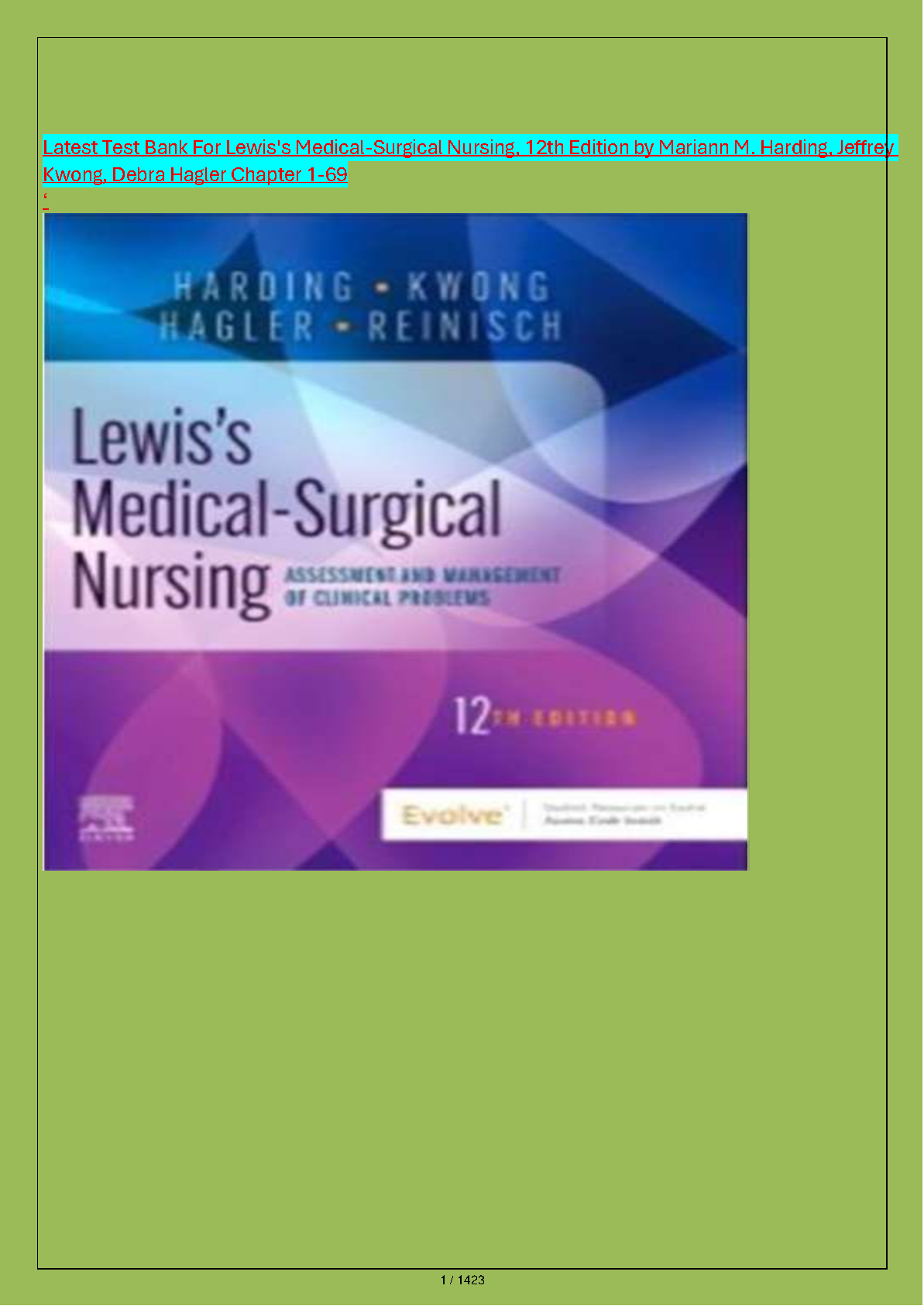 Lewis Med Surg Nursing Test Bank 12e 2027/28 NCLEX Prep IMG-1