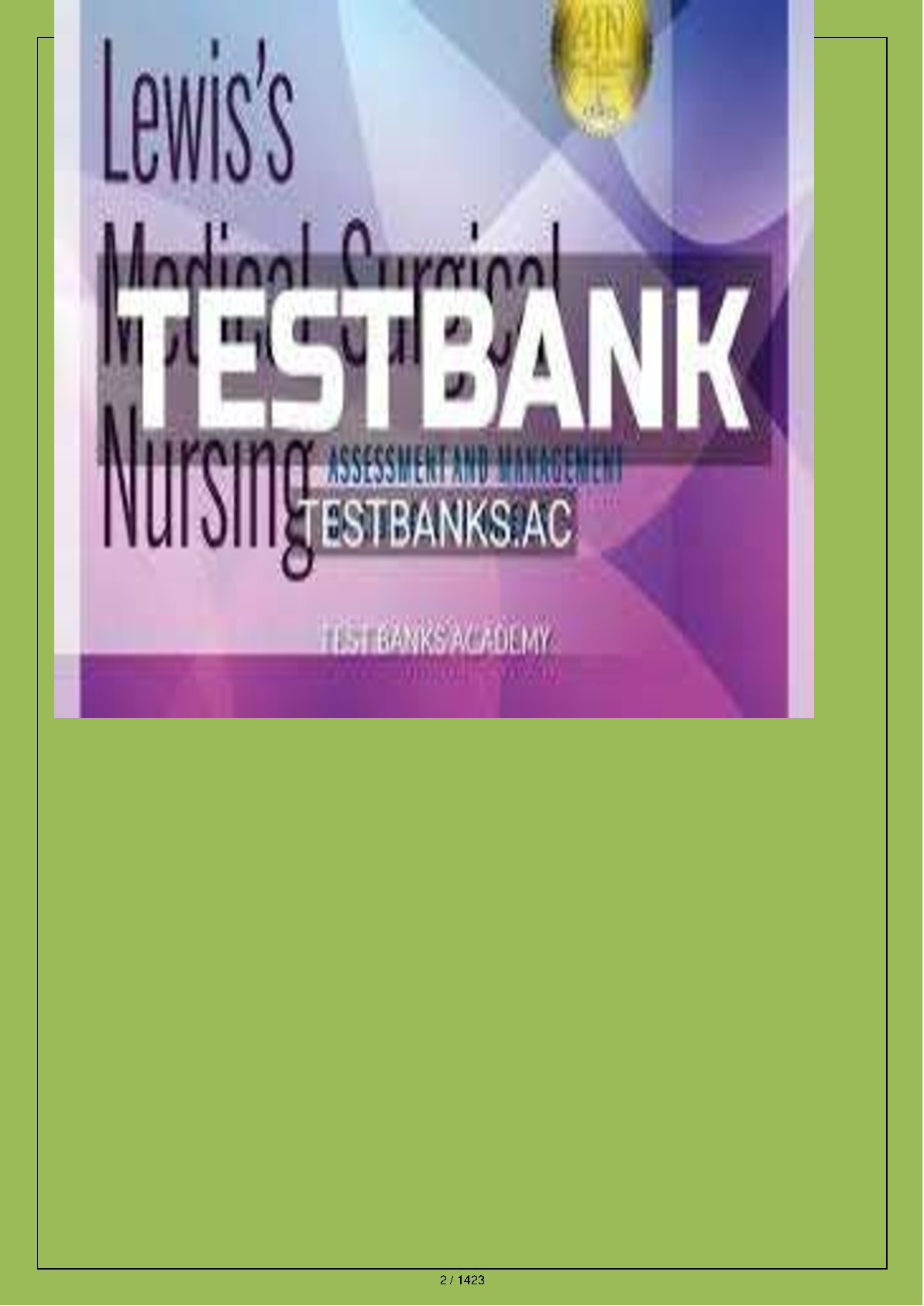 Lewis Med Surg Nursing Test Bank 12e 2027/28 NCLEX Prep