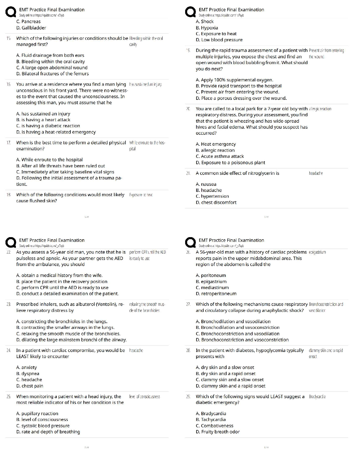 EMT Test Bank: Emergency Care Transport 12e Exam Prep 2026/27
