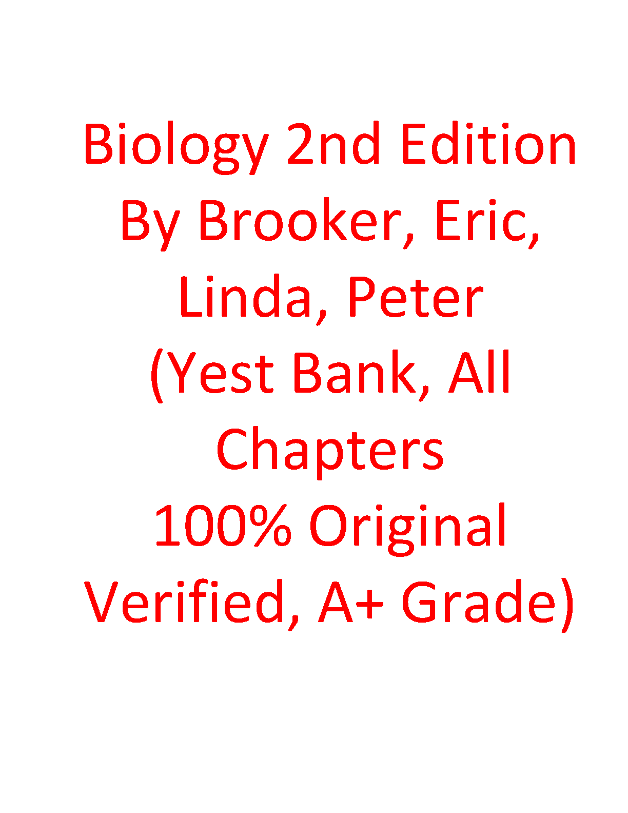 Biology, 2nd Edition TEST BANK