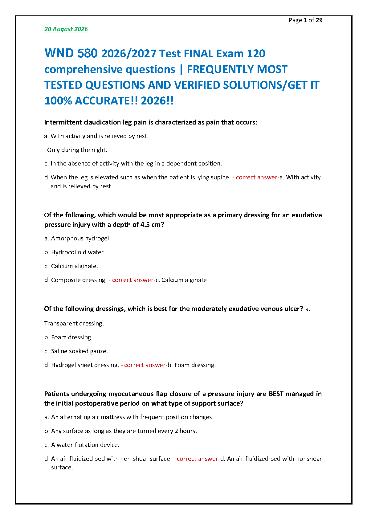 WND 580 Final Exam Questions and Answers